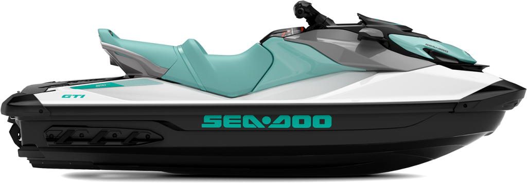 Nueva moto de agua Sea-Doo GTI 2024 en color azul celeste