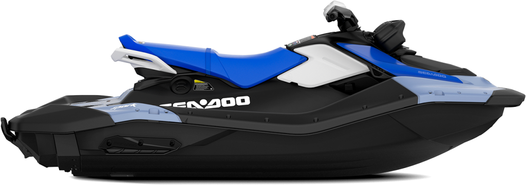 Nueva moto de agua Sea-Doo SPARK 2024 en color azul para tres pasajeros