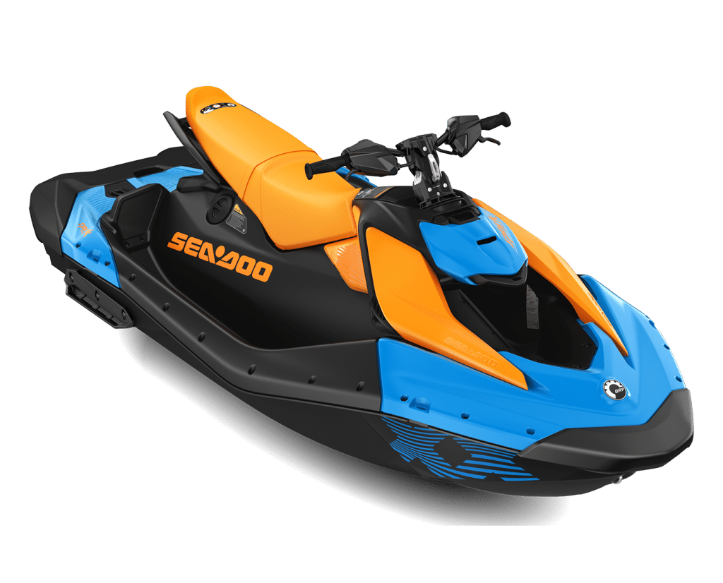 Nueva Sea-Doo Spark Trixx 1UP 2026 color naranja / azul de perfil