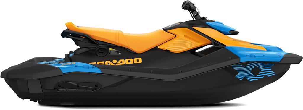 Nueva Sea-Doo Spark Trixx 2026 color naranja / azul de perfil